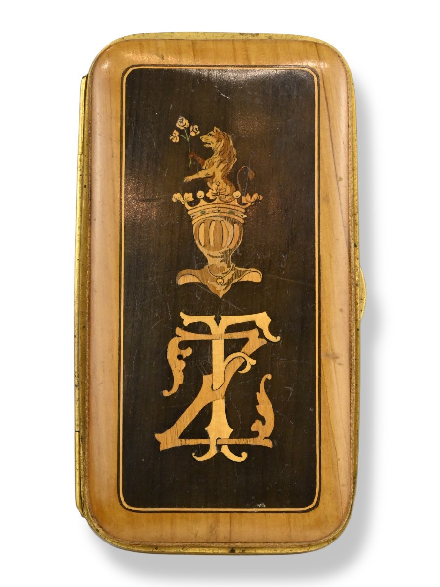 Finely Inlaid Wooden Cigar Holder - Germany - 1880